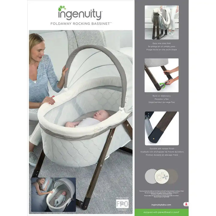 Ingenuity FoldAway Rocking Wood Bassinet Carrington