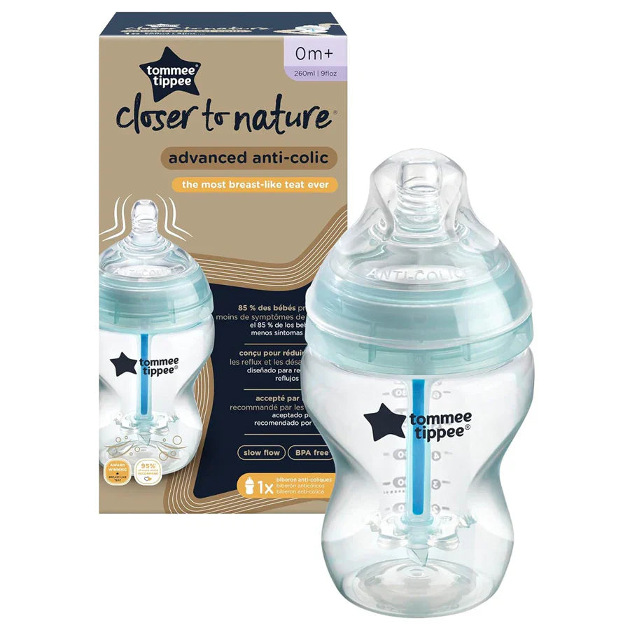 Tommee Tippee Advanced Anti-Colic Feeding Bottle, 260ml x1 (Teal)