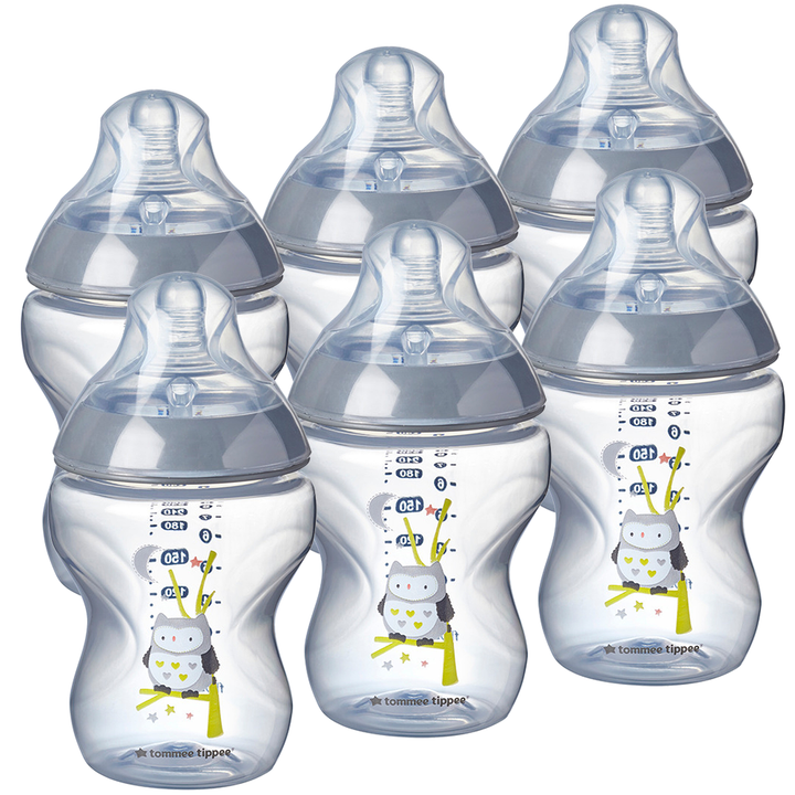 Tommee Tippee Closer to Nature Feeding Bottle, 260ml x 6 - Clear