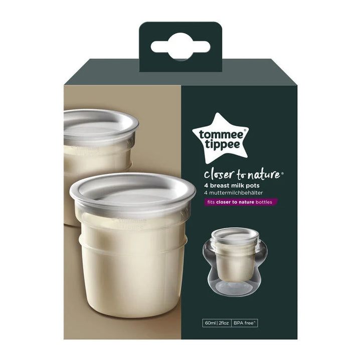 Tommee Tippee Closer To Nature Milk Storage Pots (Pack Of 4)