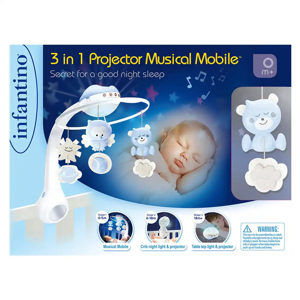 Infantino - 3 In 1 Projector Musical Mobile (Blue)