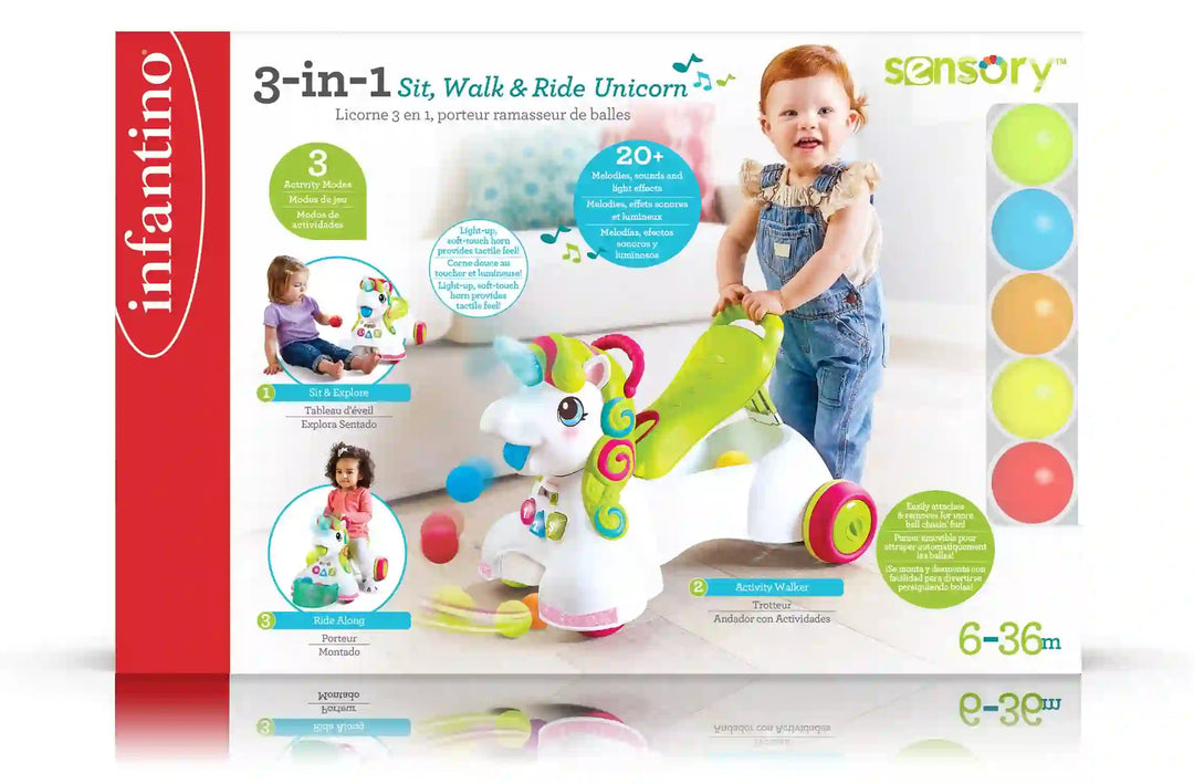 Infantino-3-In-1 Sit, Walk & Ride Unicorn