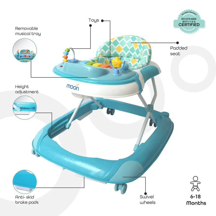 Moon - Muv Baby/Child Walker With Music & Toys Blue Dino