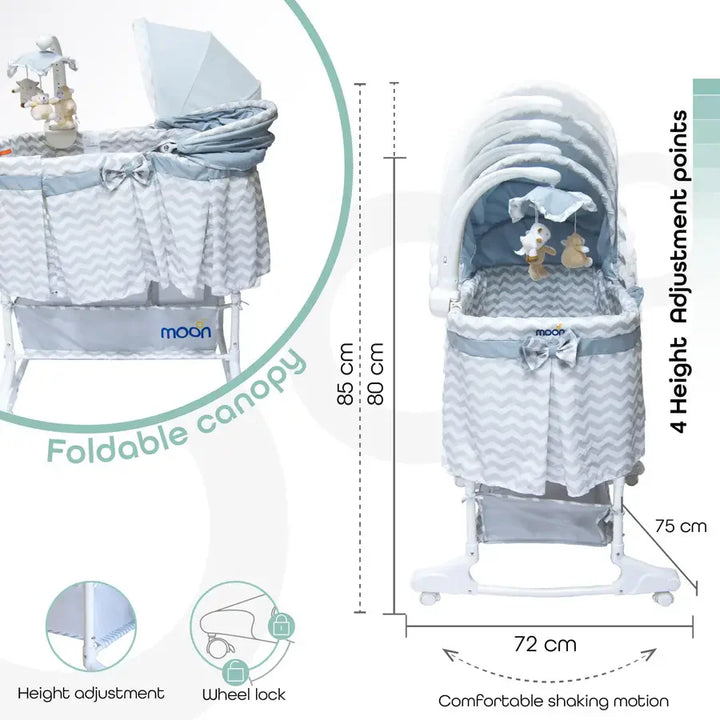 مون سوفي - مهد قابل للتحويل 4 في 1 (خط رمادي)