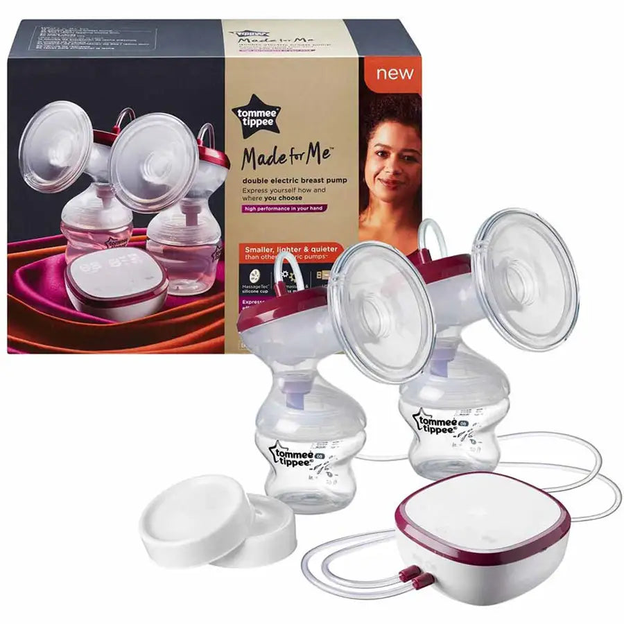 Tommee Tippee Made for Me Double Electric Breast Pump, very quiet USB rechargeable & portable unit with Massage & express modes