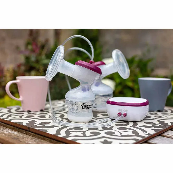 Tommee Tippee Made for Me Double Electric Breast Pump, very quiet USB rechargeable & portable unit with Massage & express modes