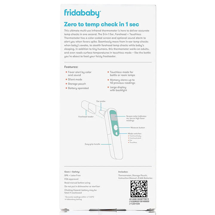 فريدابابي - ميزان حرارة بالأشعة تحت الحمراء 3 في 1 للجبهة والأذن للأطفال