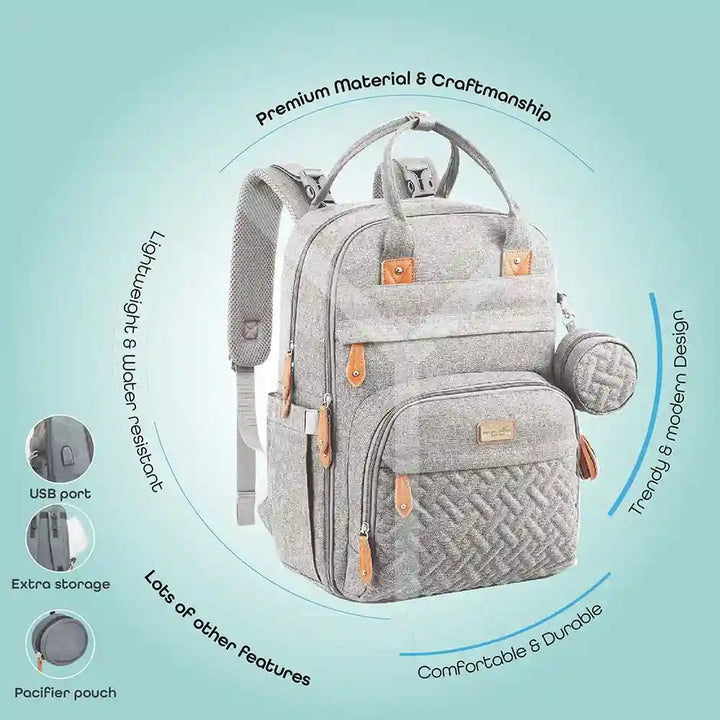 Moon - Kary Me Diaper Bag Backpack With Pacifier Case (Light Grey)