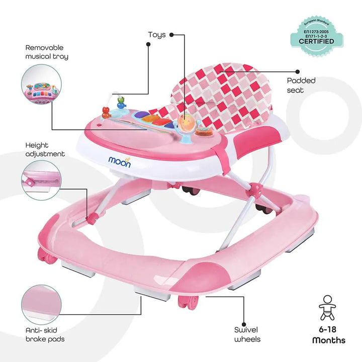 Moon - MUV Baby/Child Walker with Music & Toys (Pink)