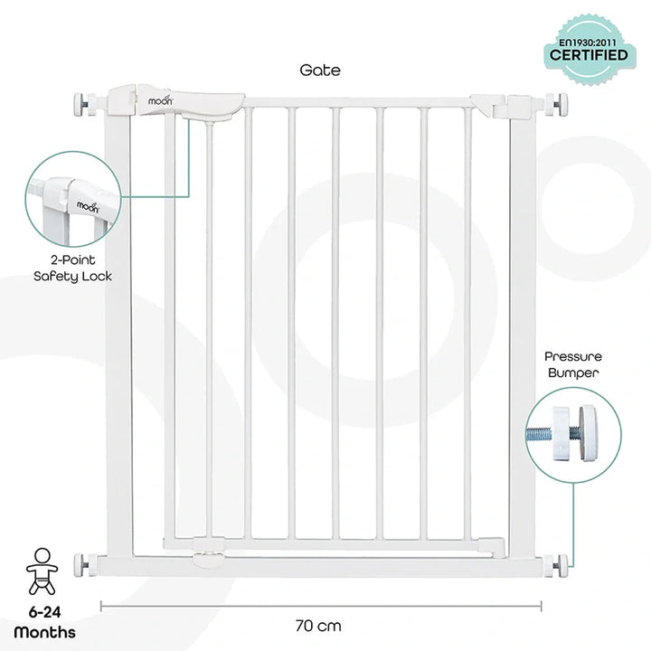 Moon - Safety Metal Gate 74.5-86 cm (White)