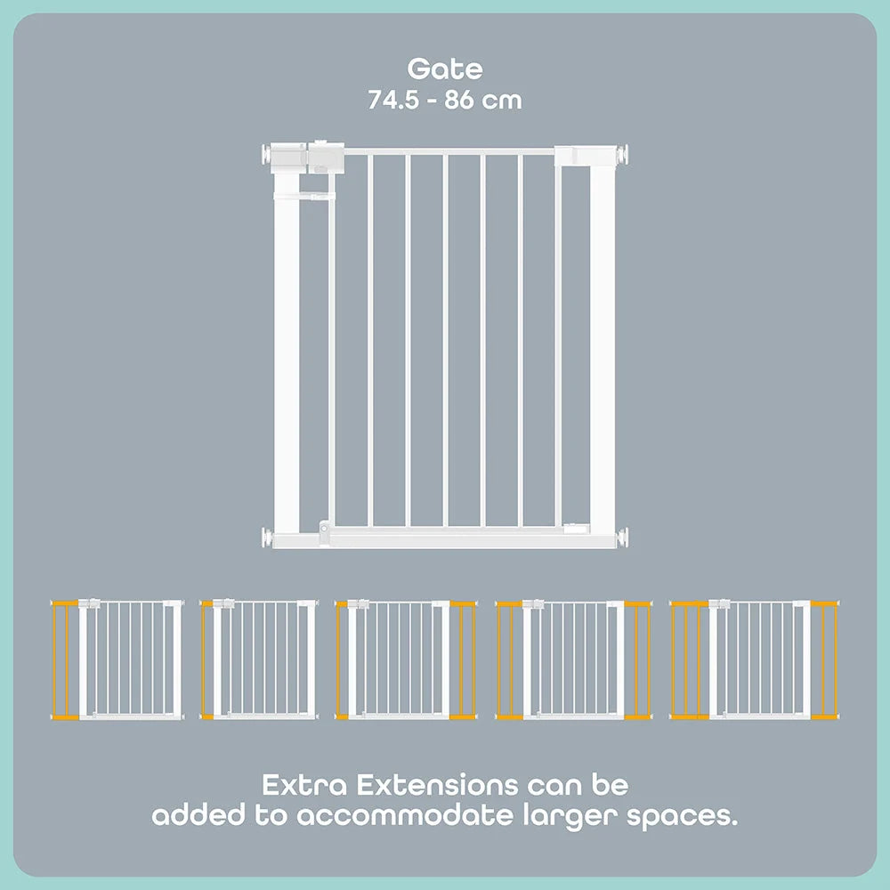 Moon - Safety Metal Gate 74.5-86 cm (White)