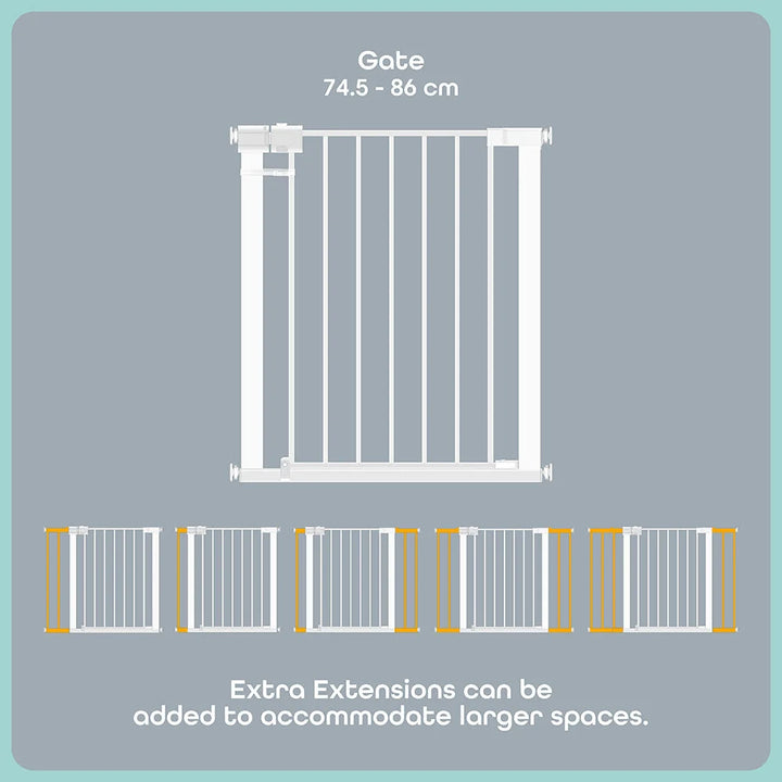 Moon - Safety Metal Gate 74.5-86 cm (White)