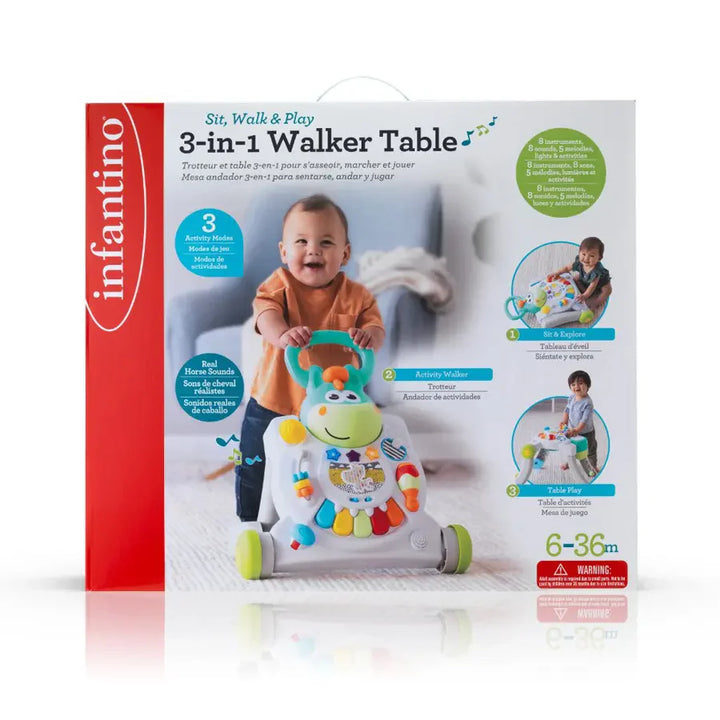 Infantino - Sit, Walk & Play 3-In-1 Walker Table