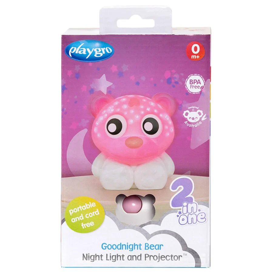 Playgro - Goodnight Bear Night Light And Projector (Pink And White)