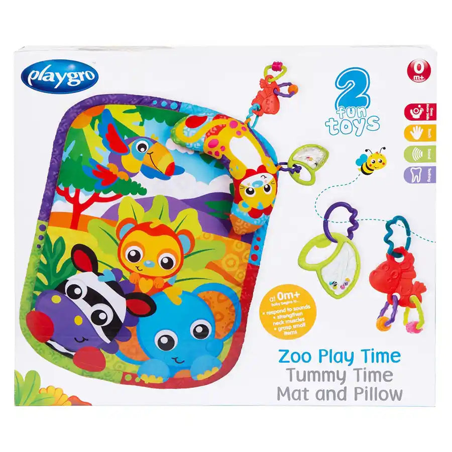 Playgro - Zoo Play Timetummy Time Mat And Pillow