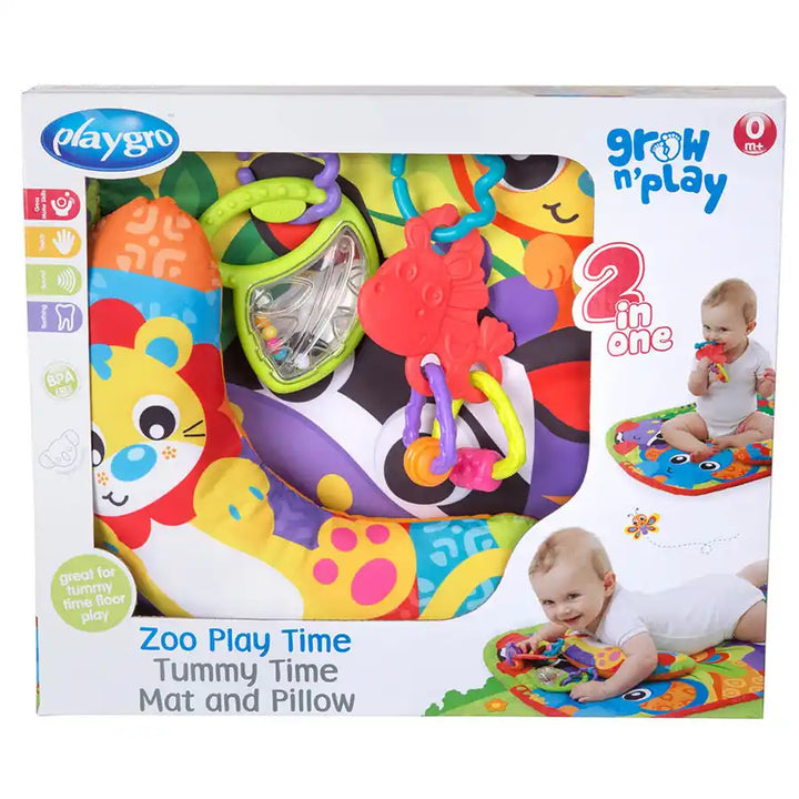 Playgro - Zoo Play Timetummy Time Mat And Pillow