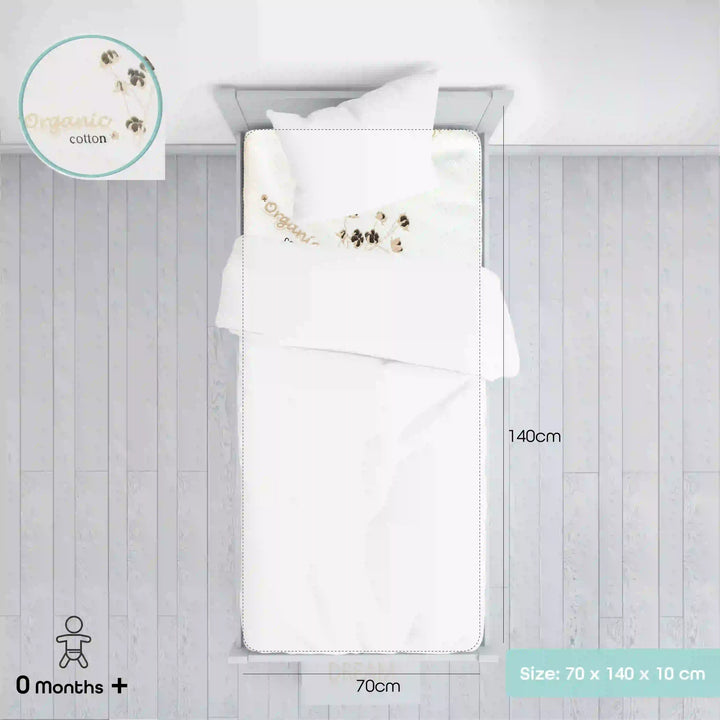 Moon - Organic Toddler Crib & bed mattress (140 x 70 x 10 cm)