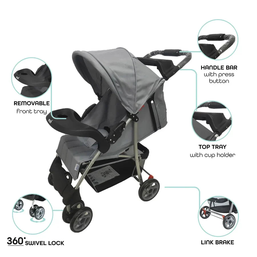 Moon - Bezik - One Fold Stroller (Mid Grey)