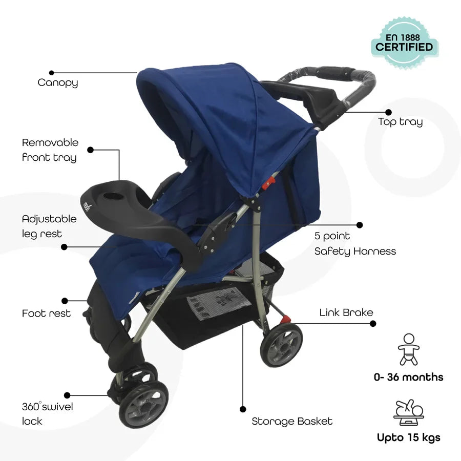 Moon - Bezik - One Fold Stroller (Royal Blue)