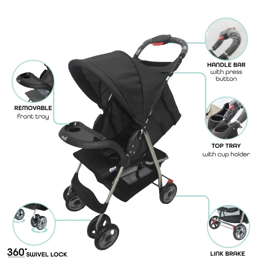 Moon - Bezik One Fold Stroller (Black)