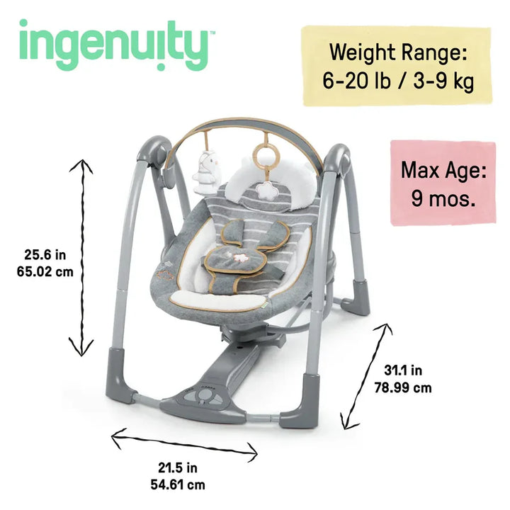 Ingenuity - Swing 'n Go Portable Swing - Bella Teddy