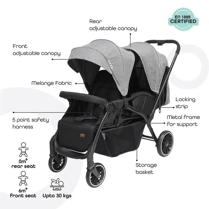 Moon Dois - Twin Stroller (Grey)