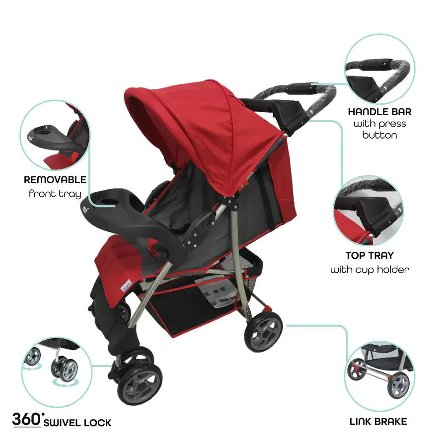 Moon - Bezik - One Fold Stroller (Fire Red)