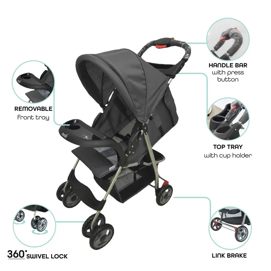 Moon - Bezik One Fold Stroller (Grey)