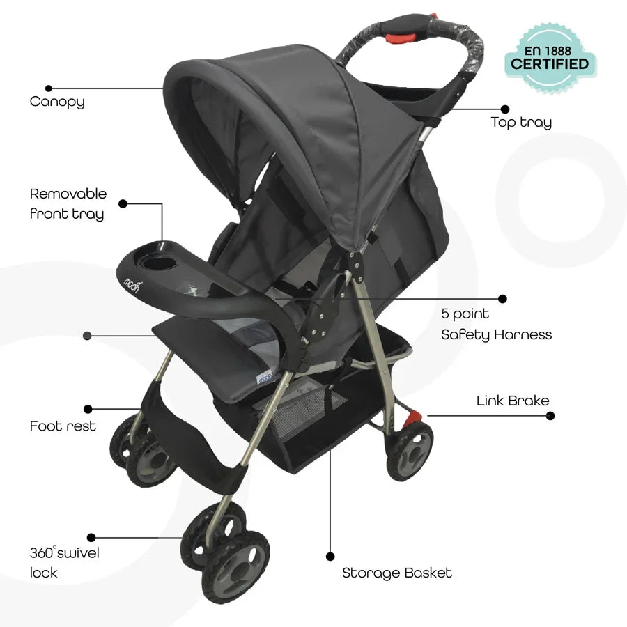 Moon - Bezik One Fold Stroller (Grey)