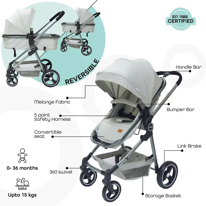 Moon - Pro - 2 In 1 Stroller (Grey)