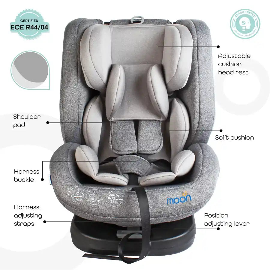 Moon - Rover - Baby/Infant Car Seat Group:(0+,1,2,3) (0-12 Years) 360° Rotate - Grey