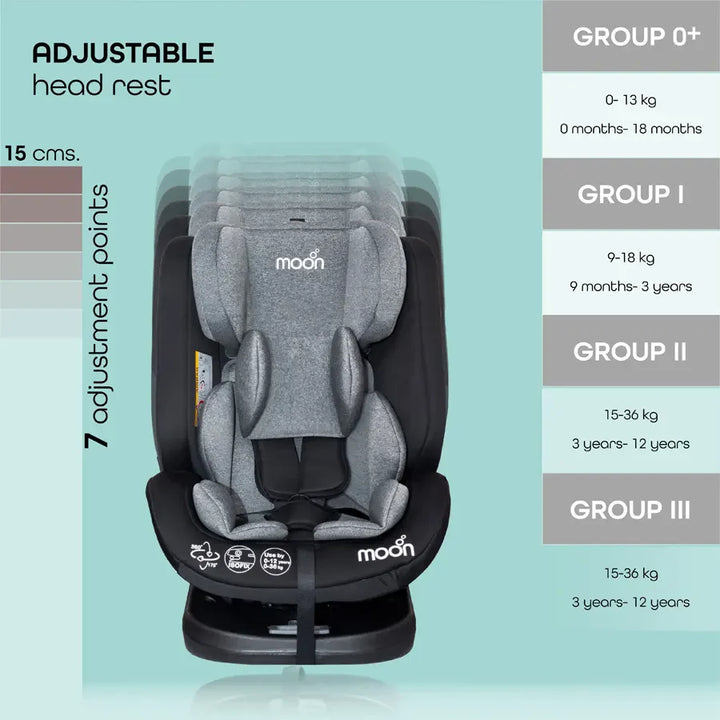 Moon - Rover -Baby/Infant Car Seat Group:(0+,1,2,3) (0-12 Years) 360° Rotate - Black