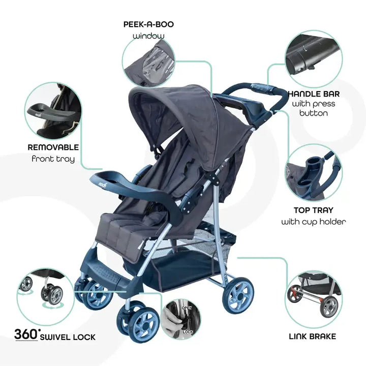 Moon - Trek - One Fold Stroller (Slate Grey)