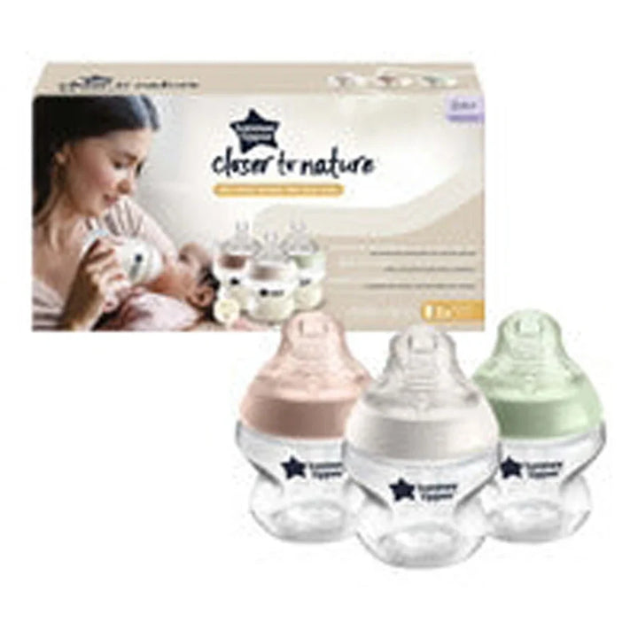 Tommee Tippee Closer To Nature Baby Bottle, 150 Ml, PP, 0m+ (Pack of 3)