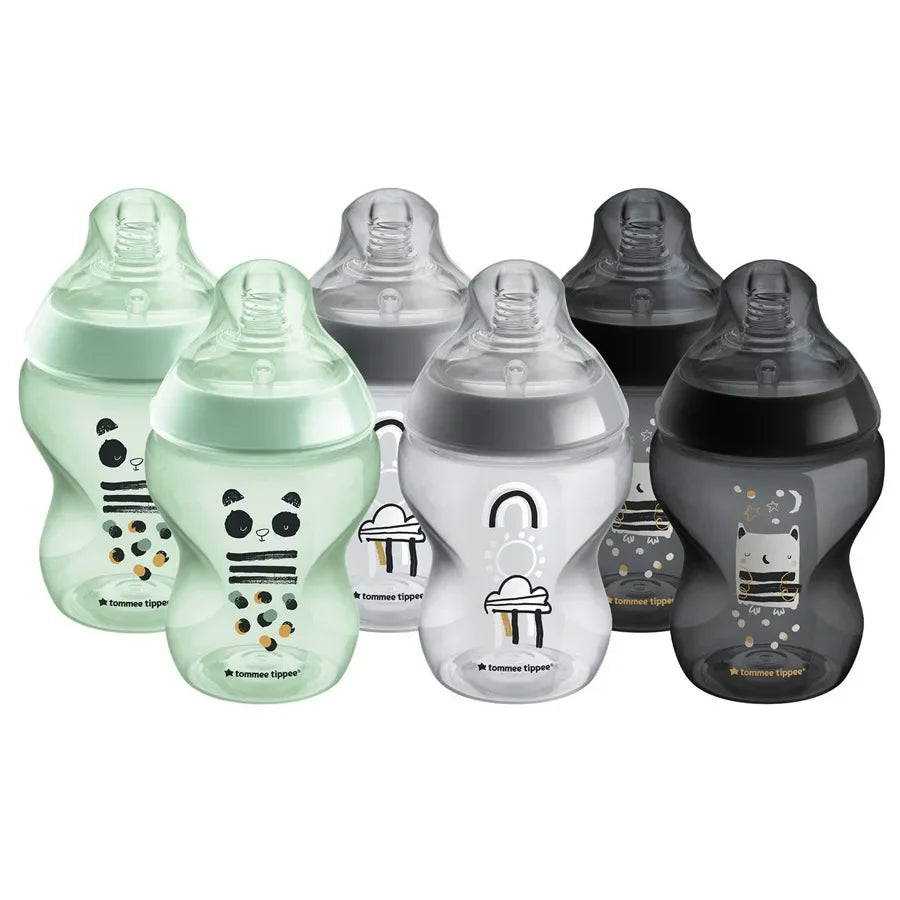 Tommee Tippee 260ml Closer to Nature Baby Bottles - Ollie & Pip (Pack of 6)