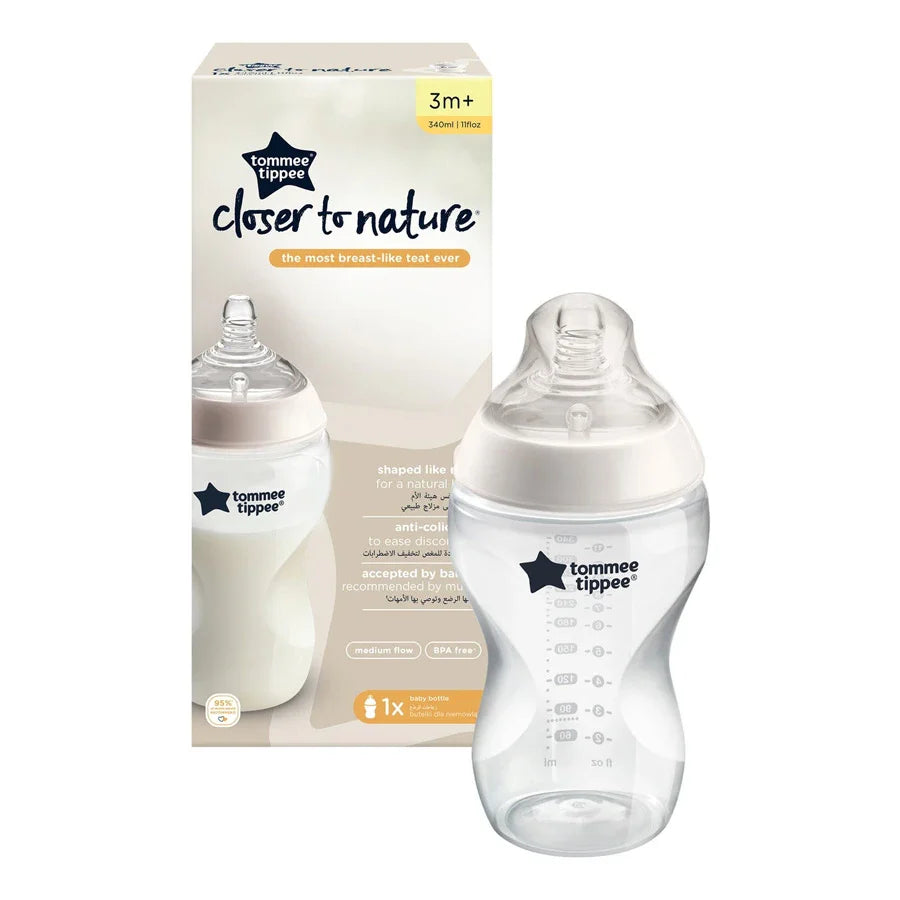 Tommee Tippee Closer to Nature Feeding Bottle, 340ml x 1 -Clear