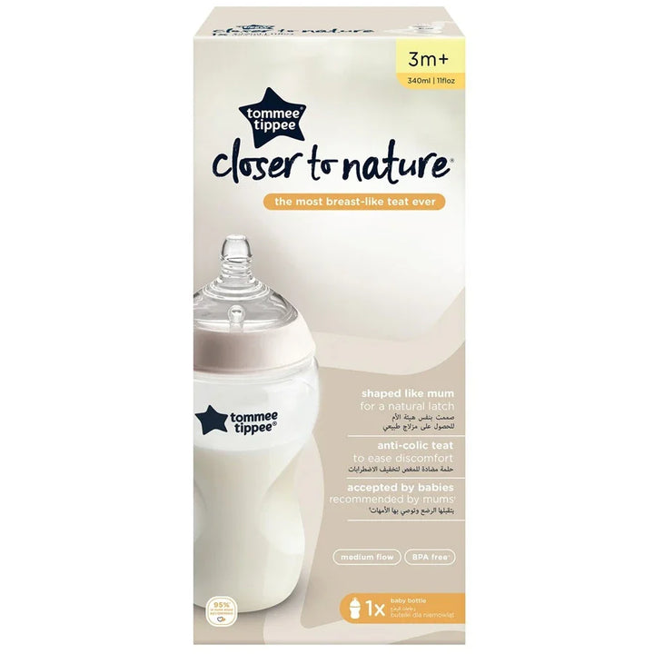 Tommee Tippee Closer to Nature Feeding Bottle, 340ml x 1 -Clear