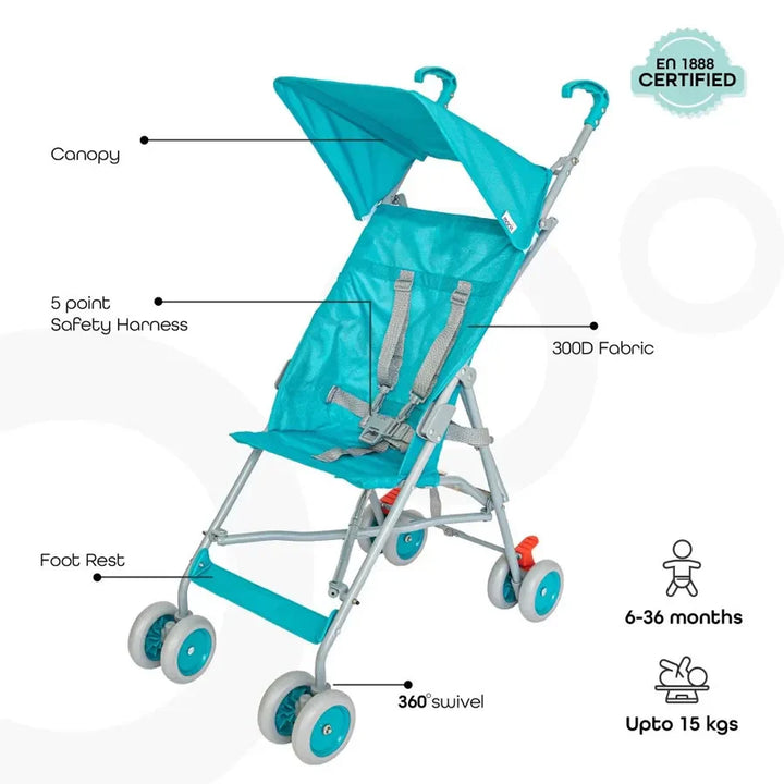 Moon - Jet-Light Weight/Compact Fold Buggy Stroller - Light Blue