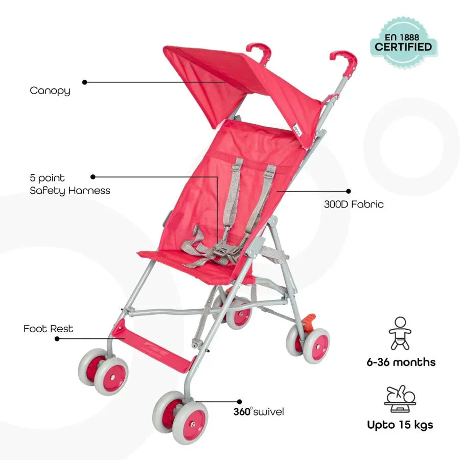 Moon - Jet-Light Weight/Compact Fold Buggy Stroller - Red