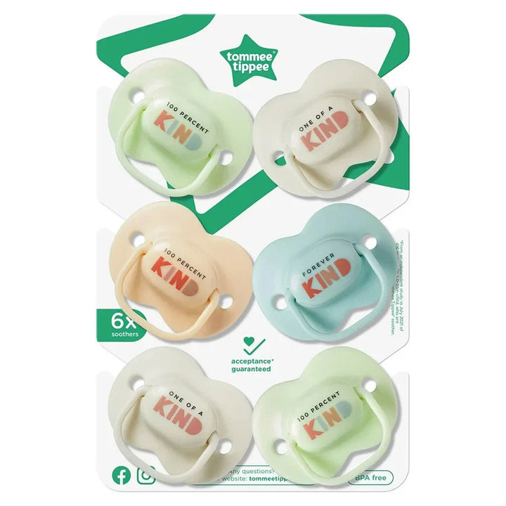 Tommee Tippee Anytime Soother AL AR, Pack of 6, (0-6 months)