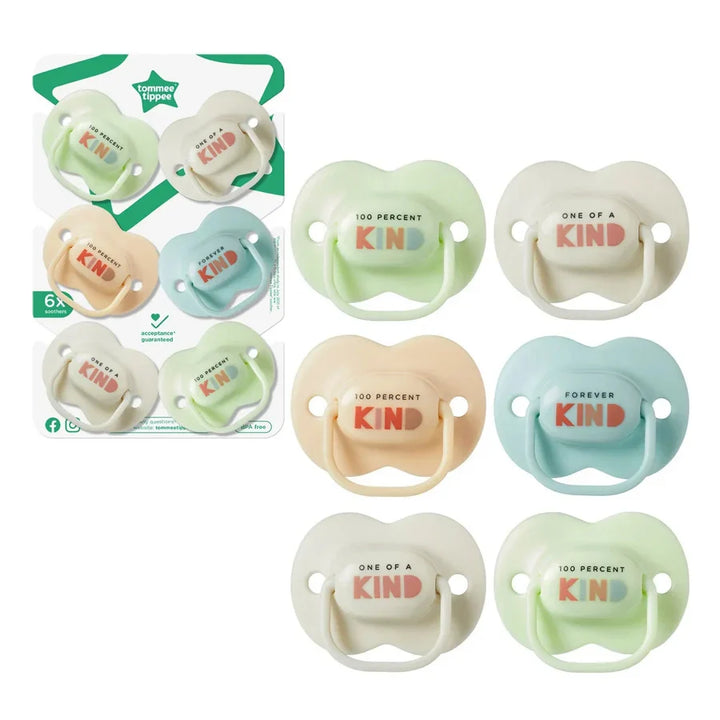 Tommee Tippee Anytime Soother AL AR, Pack of 6, (0-6 months)