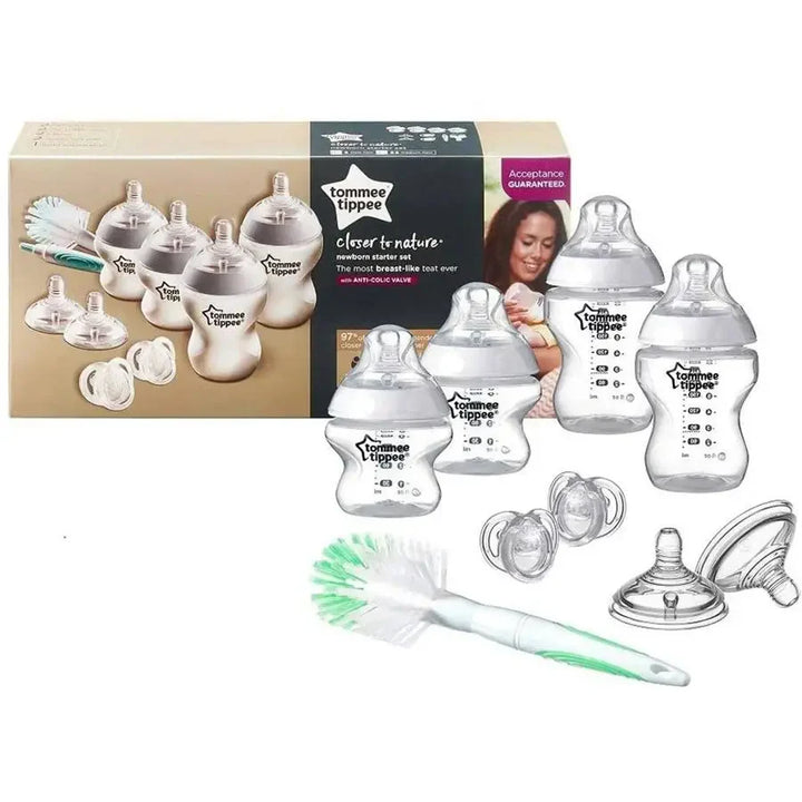 Tommee Tippee Closer to Nature Feeding Bottle Kit, Starter Set - Clear