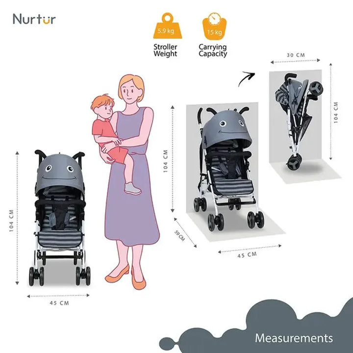 Nurtur - Luca Bee Lightweight Stroller (Grey)