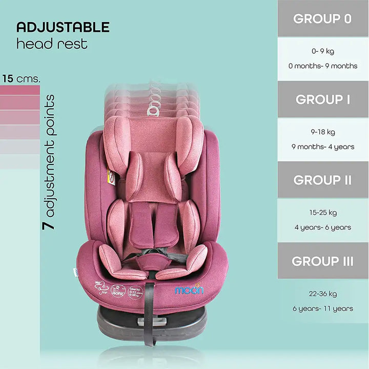 Moon - Rover - Baby/Infant Car Seat Group:(0+,1,2,3) (0-12 Years) 360° Rotate - Pink