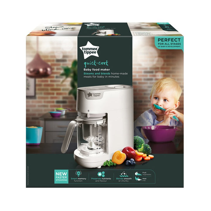 Tommee Tippee Quick Cook Baby Food Steamer Blender-White