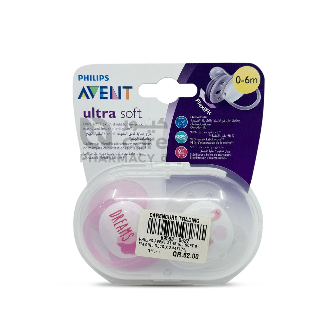 Philips Avent Sthr Sil Soft 0-6M Girl Deco X 2