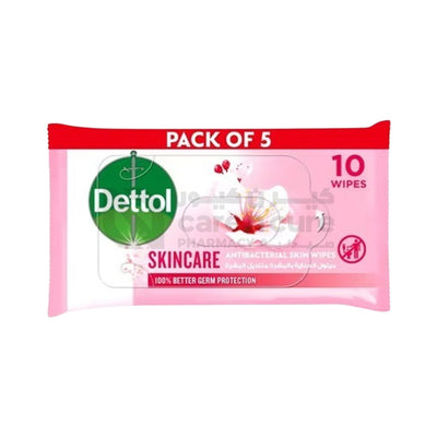 Dettol Skin Care Wipes 5X10 Pieces Offer Pack