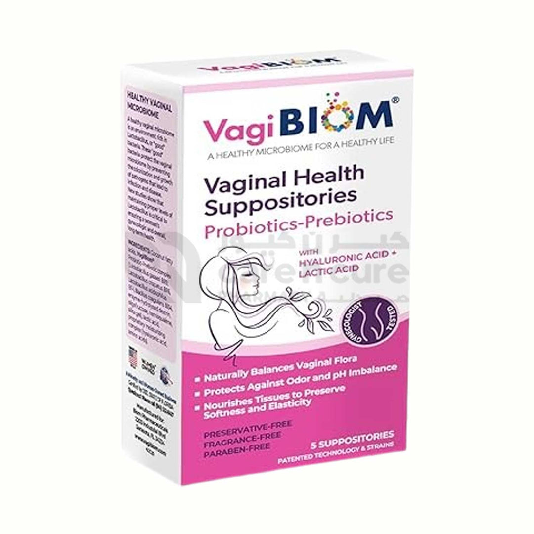 Vagibiom Hyaluronic + Lactic Acid Vaginal Suppository 5 Pieces