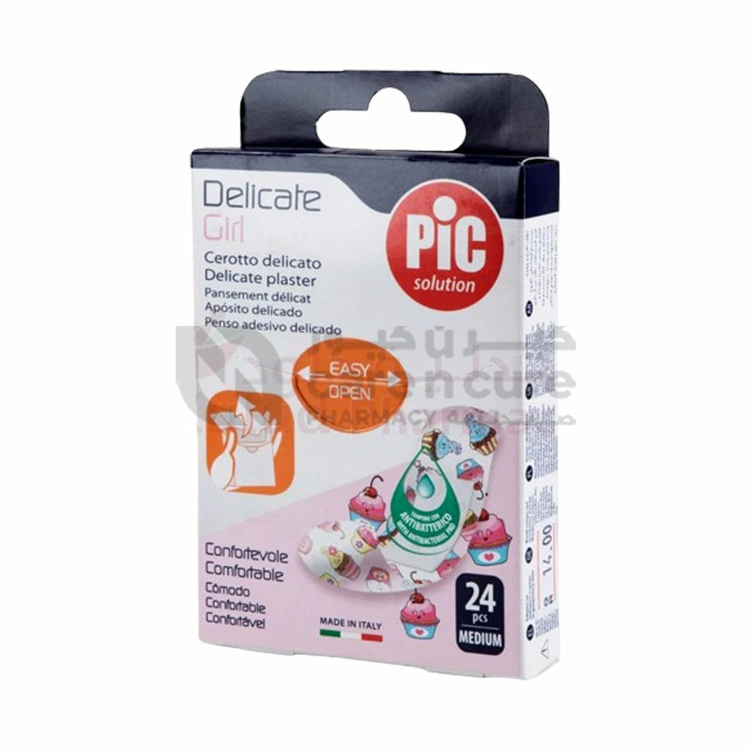 Pic Delicate Antibacterial Plaster Medium 19 X 72 mm (Girl) 24 Pieces