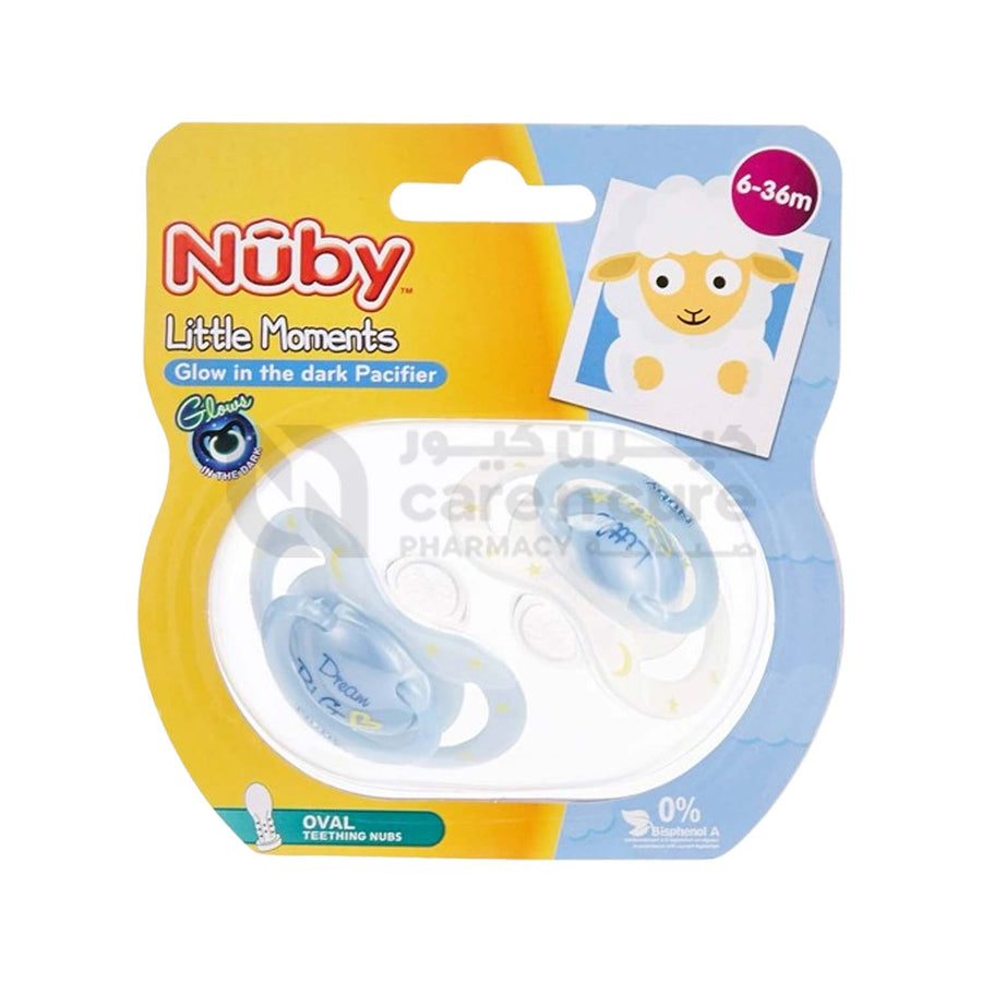 Nuby Glow In Dark Silicone Soother Oval 6+M 2 Pieces